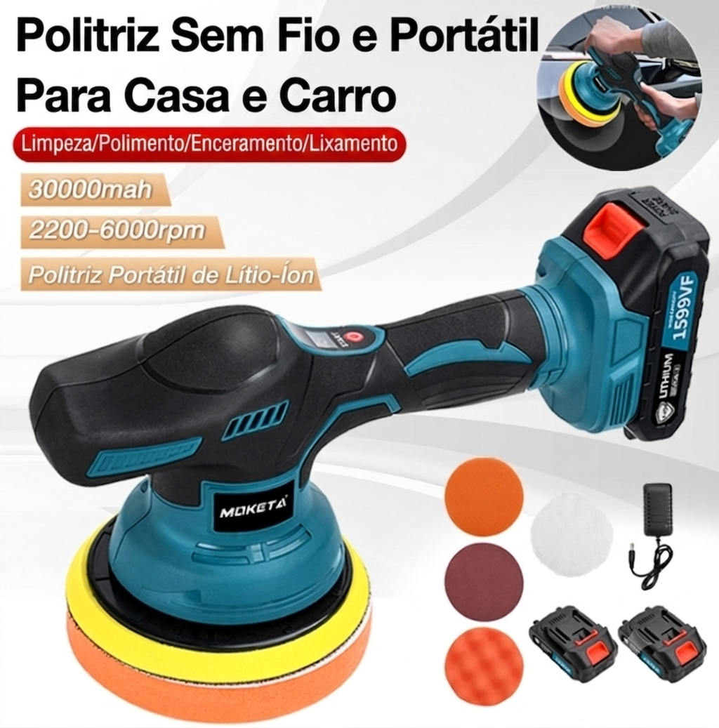 Polidora/Enceradora de Carro a Bateria de Lítio