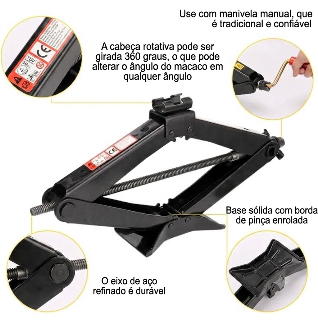 Macaco Tesoura Automóvel 1.5T – Elevador Manual para Carro