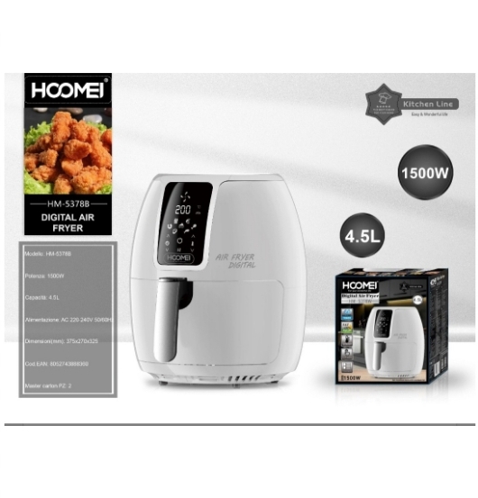 Fritadeira de Ar Digital Hoomei 4.5L – Touch, 1500W